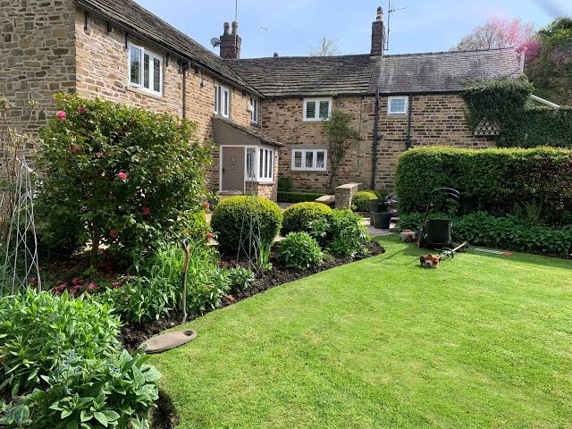 Commercial landscaped grounds with planting
